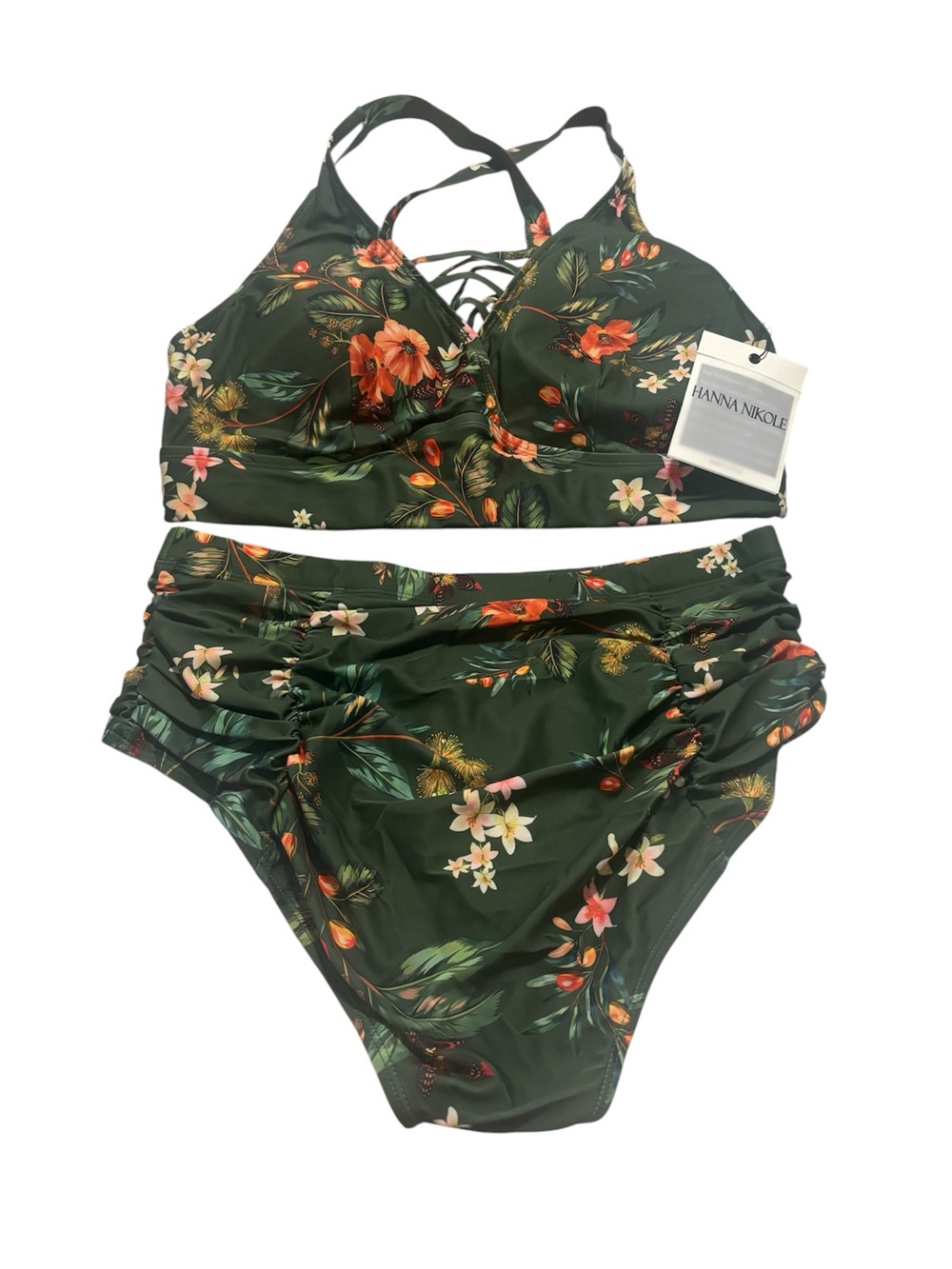 NWOT Hanna Nikole Floral Two-Piece Swimsuit Set – Size 16W